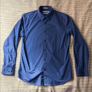 Calvin Klein Classic Blue Dress Shirt Men’s Medium Non Iron Slim Fit